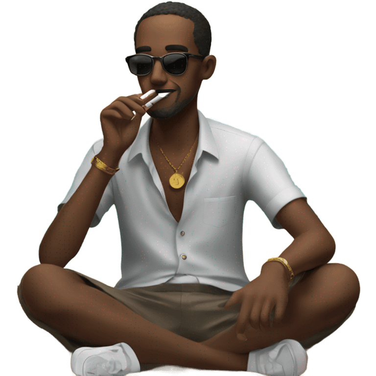 Somali guy smoking a cigar on the beach  emoji