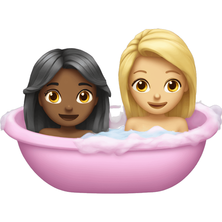 two girls in a bubble bathtub emoji