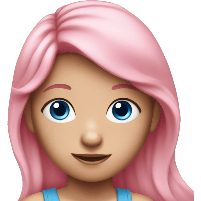 child with pink long hair and blue eyes emoji