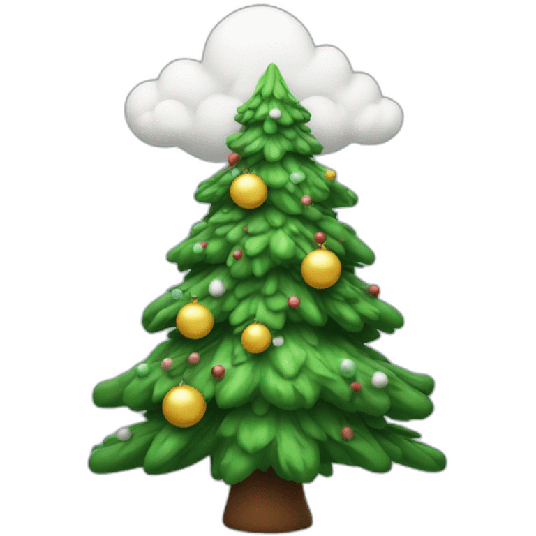 cristmas tree with cloud shaking it emoji