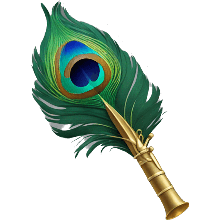 Peacock feather attached to flute emoji