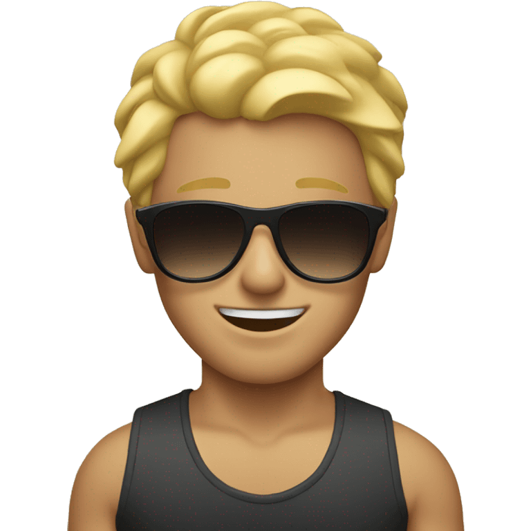 Blonde man with sunglasses at the beach emoji