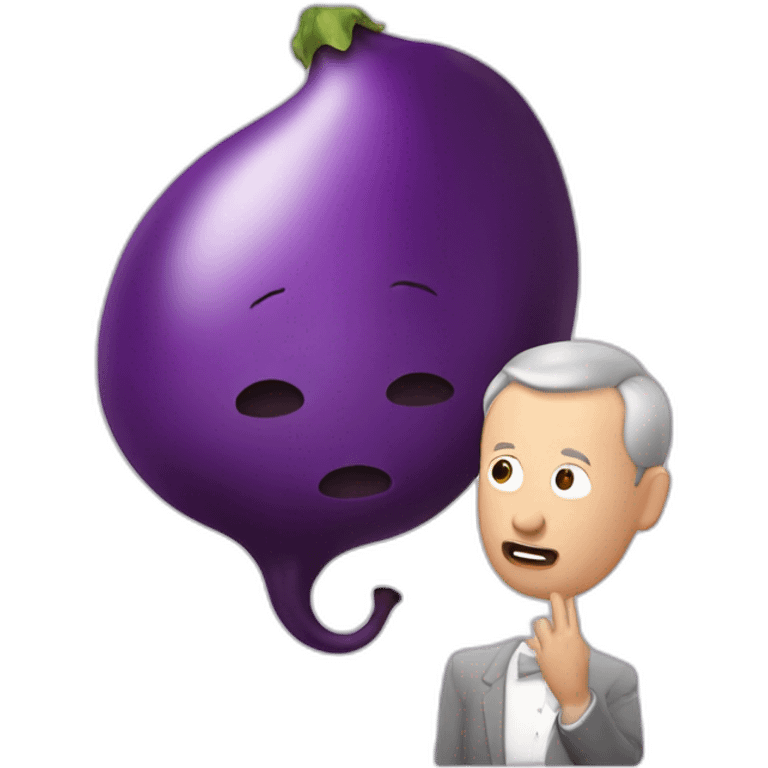 Bruno le maire blowing air on an eggplant emoji