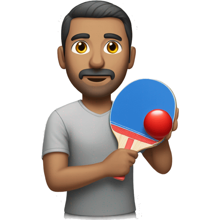 Turkish man with short hair holding a ping pong bat emoji