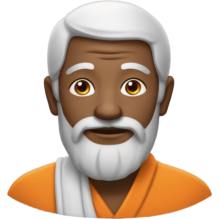 an old yogi with a peaceful and meditative expression. The character should be wearing an orange robe, symbolizing traditional yogic attire. emoji