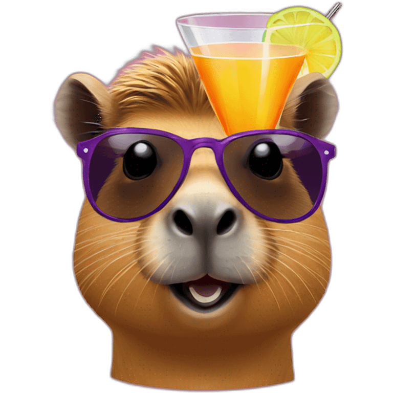 capybara in sunglasses with a cocktail emoji