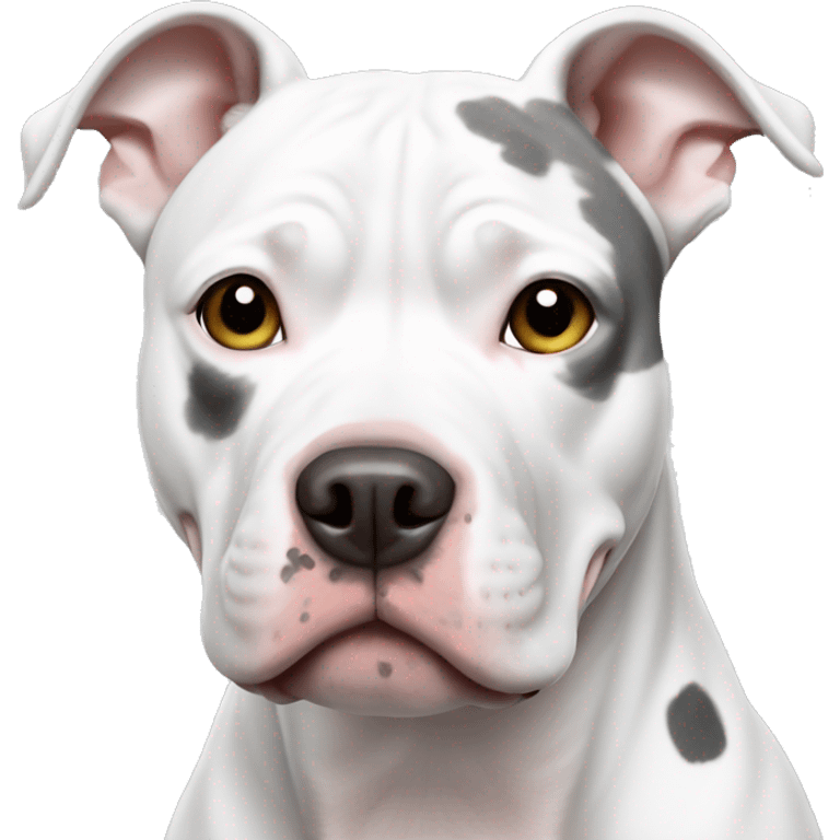 white pitbull with grey spots  emoji