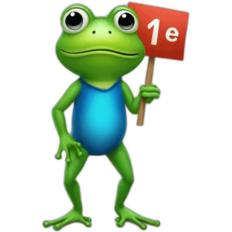 Frog holding a sign with like emoji