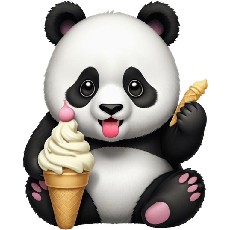 Panda eating ice cream emoji