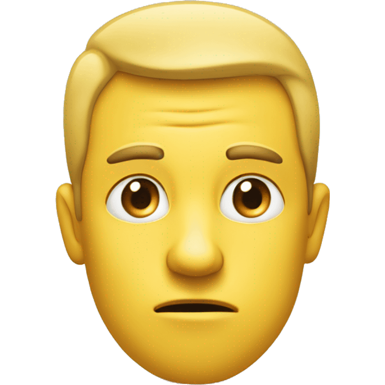 A yellow face with furrowed eyebrows looking upwards with thumb and index finger resting on its chin. Intended to show a person pondering or deep in thought emoji