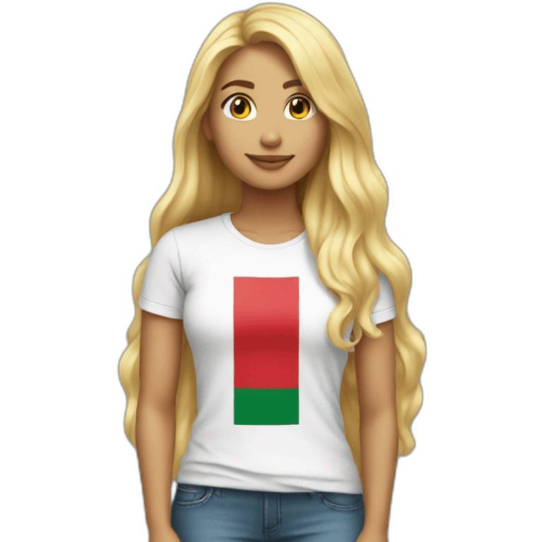 Blonde long hair woman with a mexican flag tshirt emoji