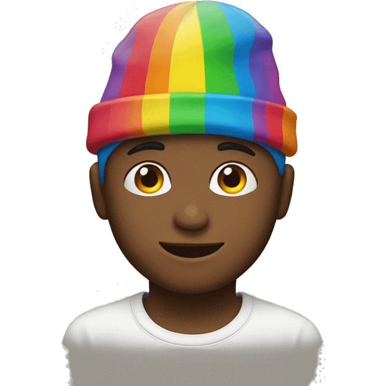 Boy with a rainbow hat emoji