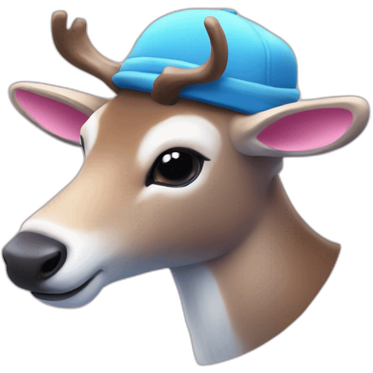 humanoid-reindeer-with-blue-nose-pink-hat-chibbi emoji