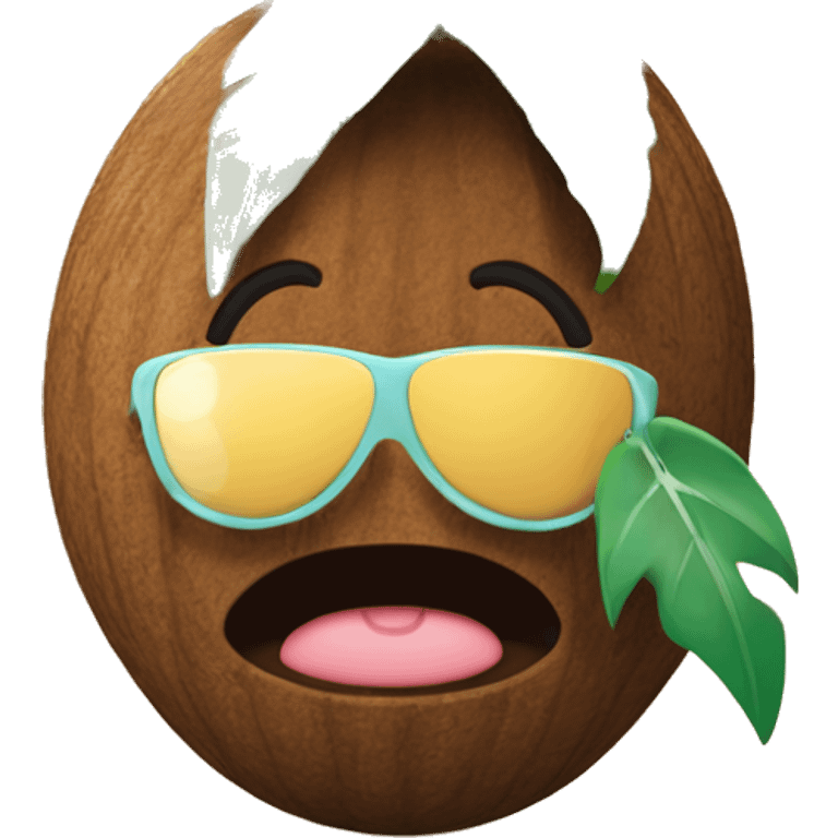 quiero un emoji con un coco y una flor hawaiana que diga gracia  emoji