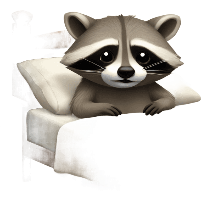 Raccoon going to sleep in a bed emoji