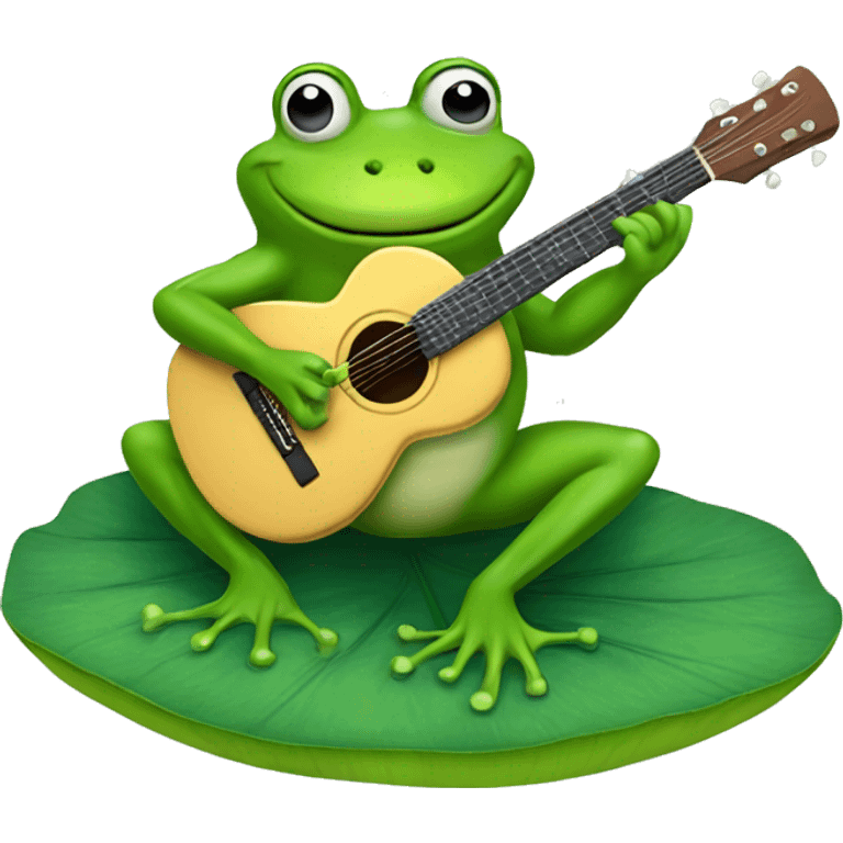 frog playing guitar on lily pad  emoji