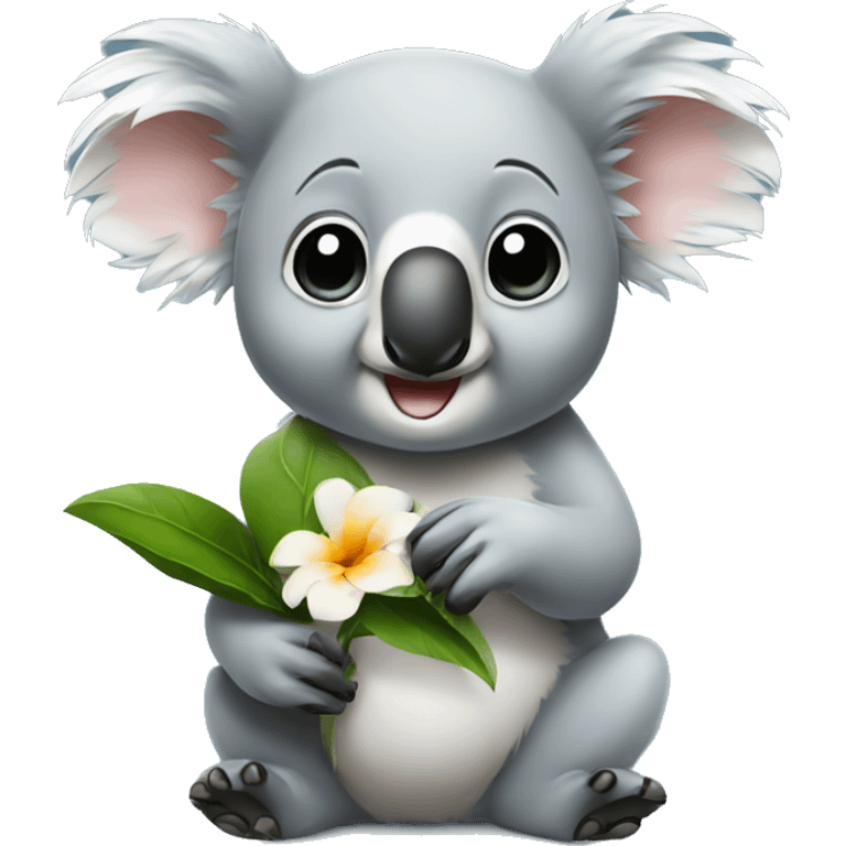 Koala eating a flower emoji