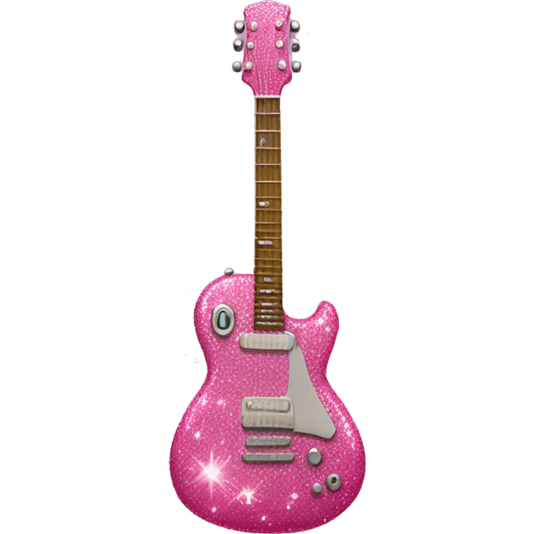 a very sparkly pink guitar emoji