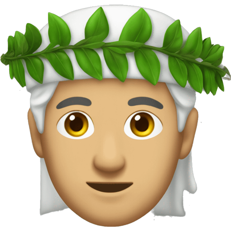 Dante Alighieri with a green laurel wreath on his head emoji