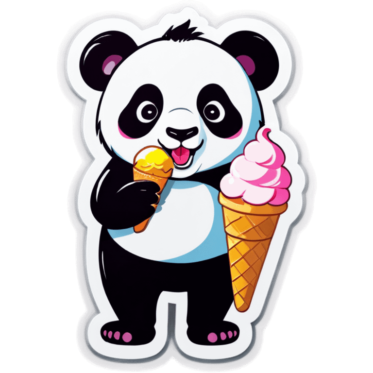 Panda eating ice cream emoji