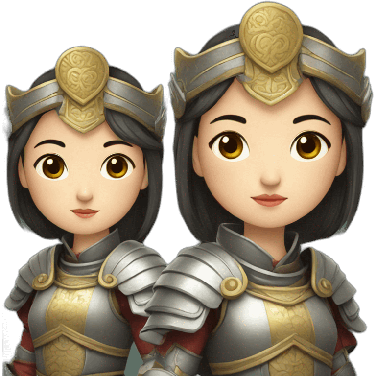 a girl from medieval China in beautiful armor and cartoon style emoji