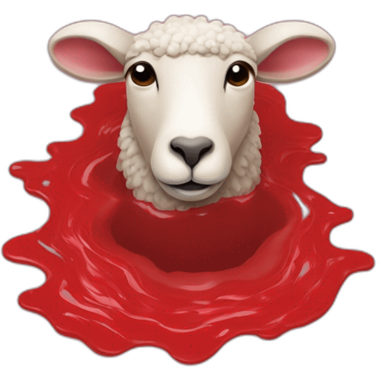 A sheep head  in a red puddle emoji