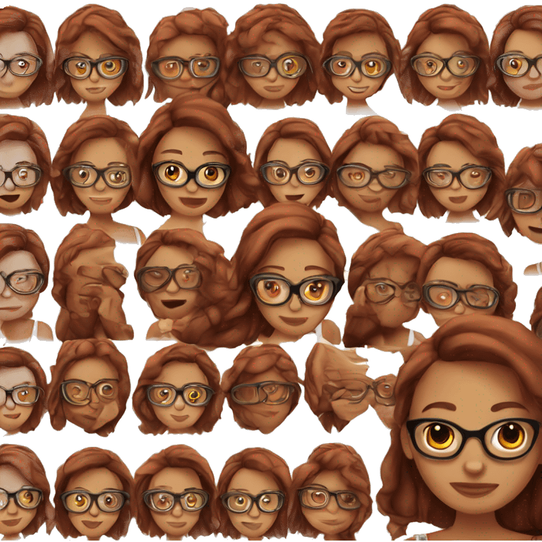 tanned burgundy hair girl with glasses emoji