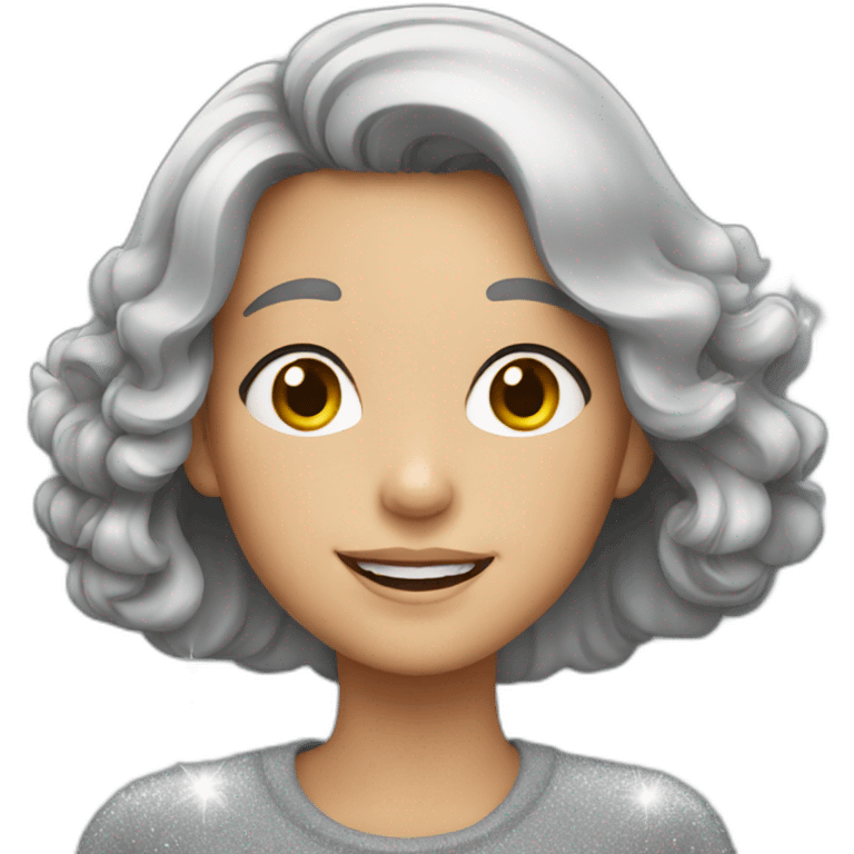 Gray haired girl with sparkles emoji