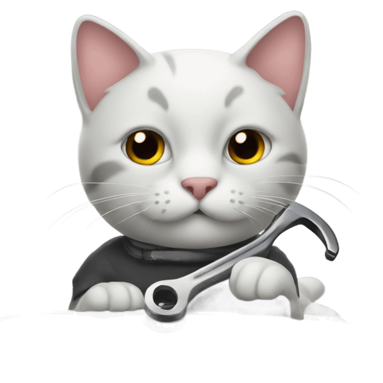 Cat with a wrench on a car hood emoji