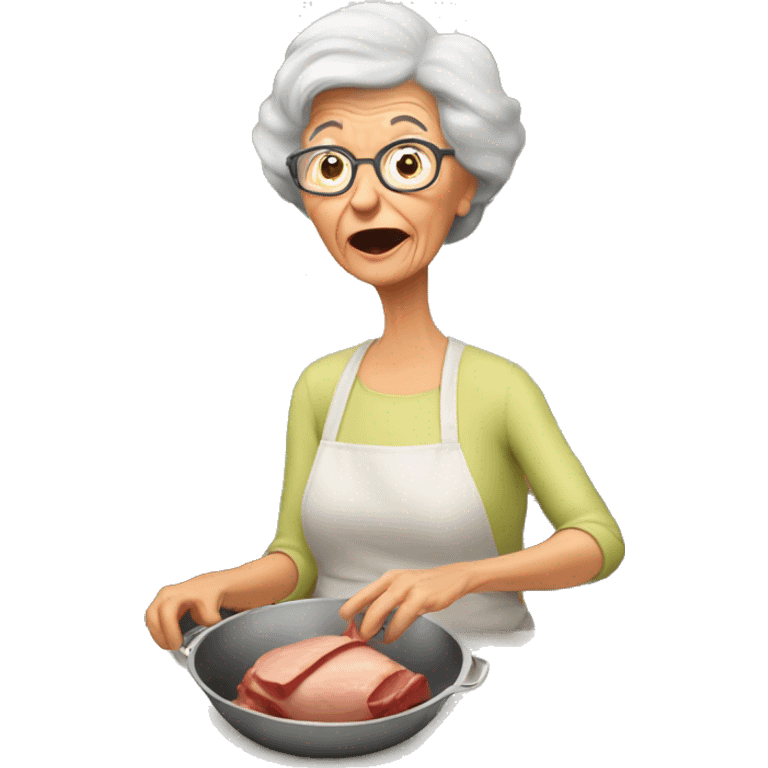 grandma forgets about the ham in the oven emoji