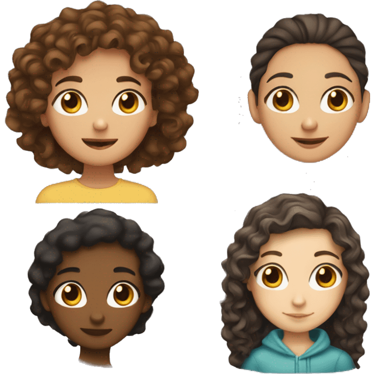 two girls one with curly dark hair and light skin and a girl with straight brown hair emoji