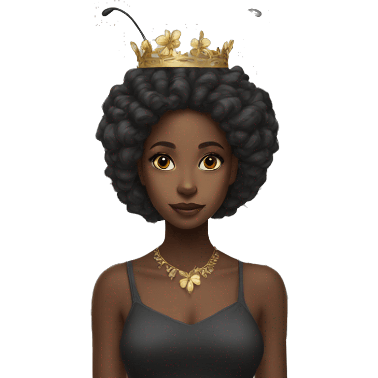 gorgeous-black girl-butterfly-crown-longhair emoji