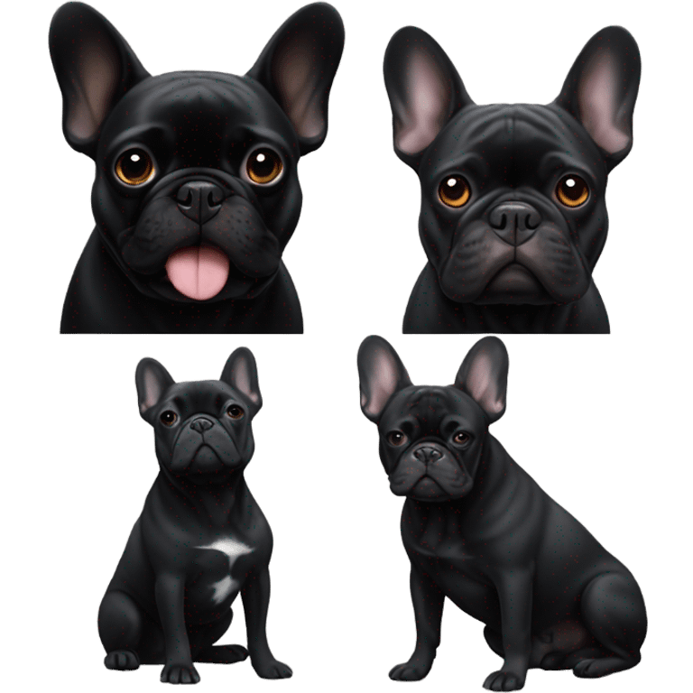 a black french bulldog cuddled by a black labarador emoji