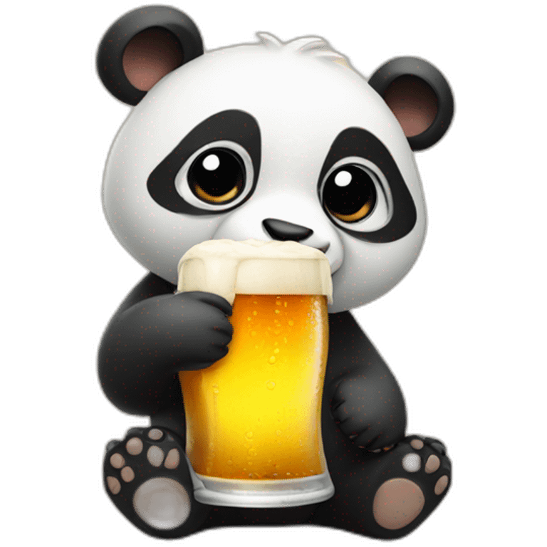 cute face panda drinking big beer emoji