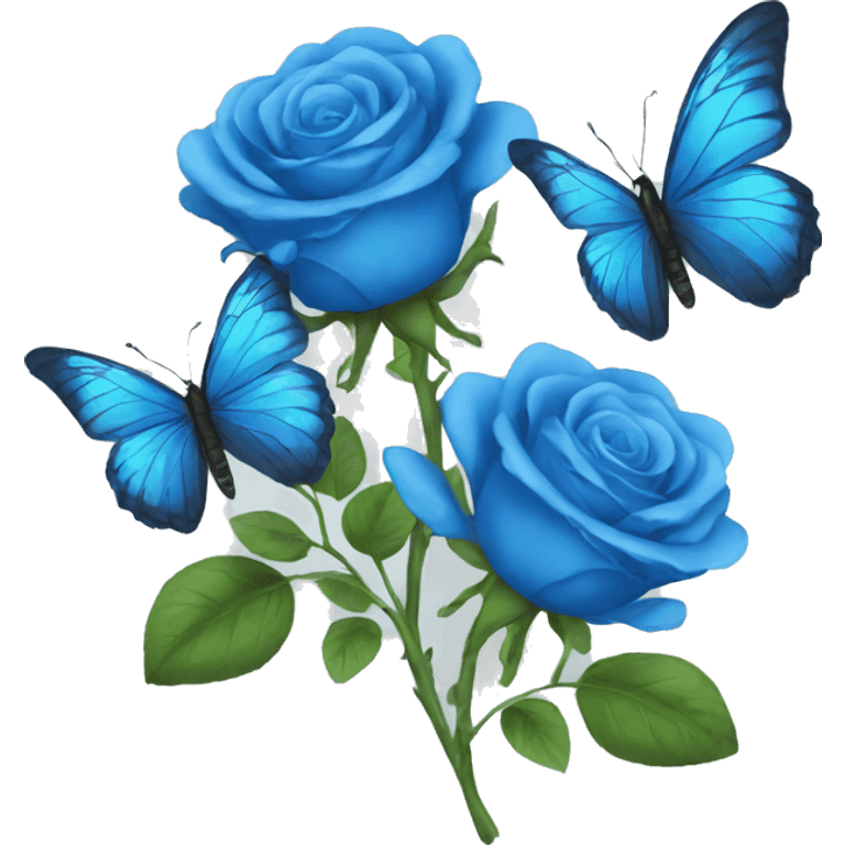 Blue roses and butterflies  emoji