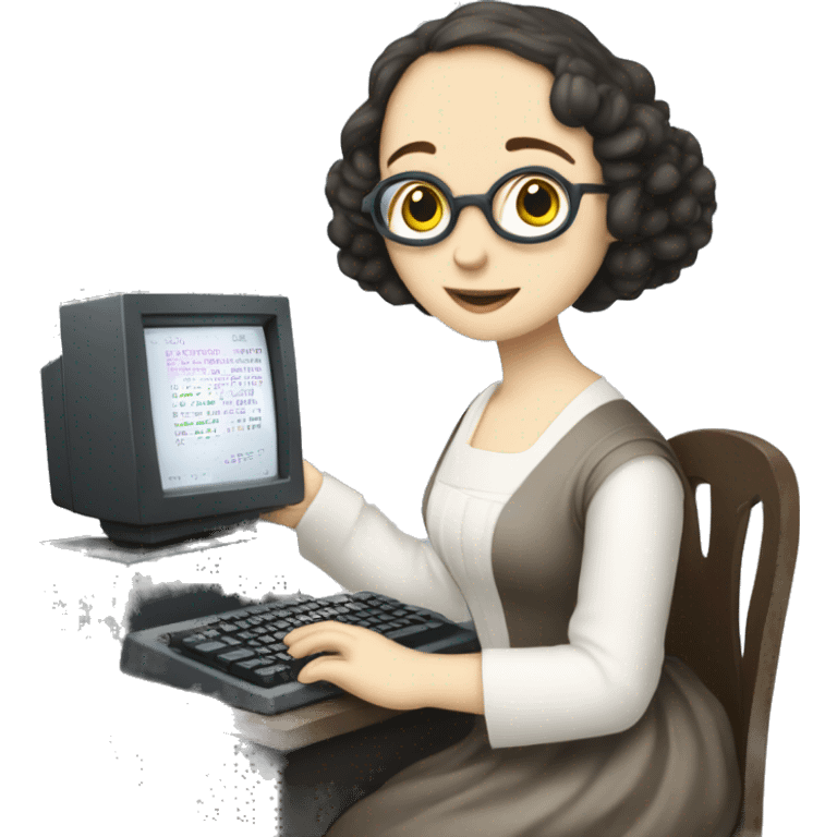 Ada Lovelace typing on a computer emoji