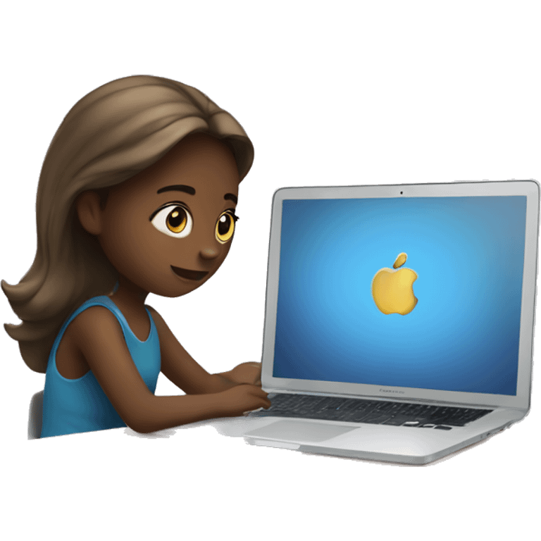 Girl studying with MacBook emoji