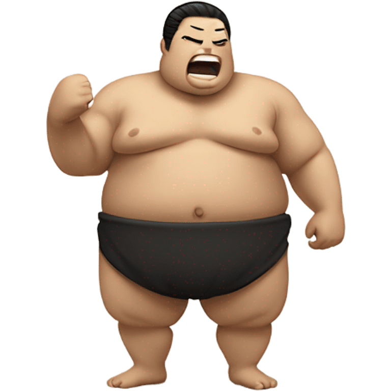 Sumo wrestler singing into microphone emoji