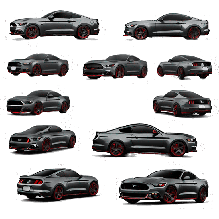 2017 ford mustang dark gray red rims emoji