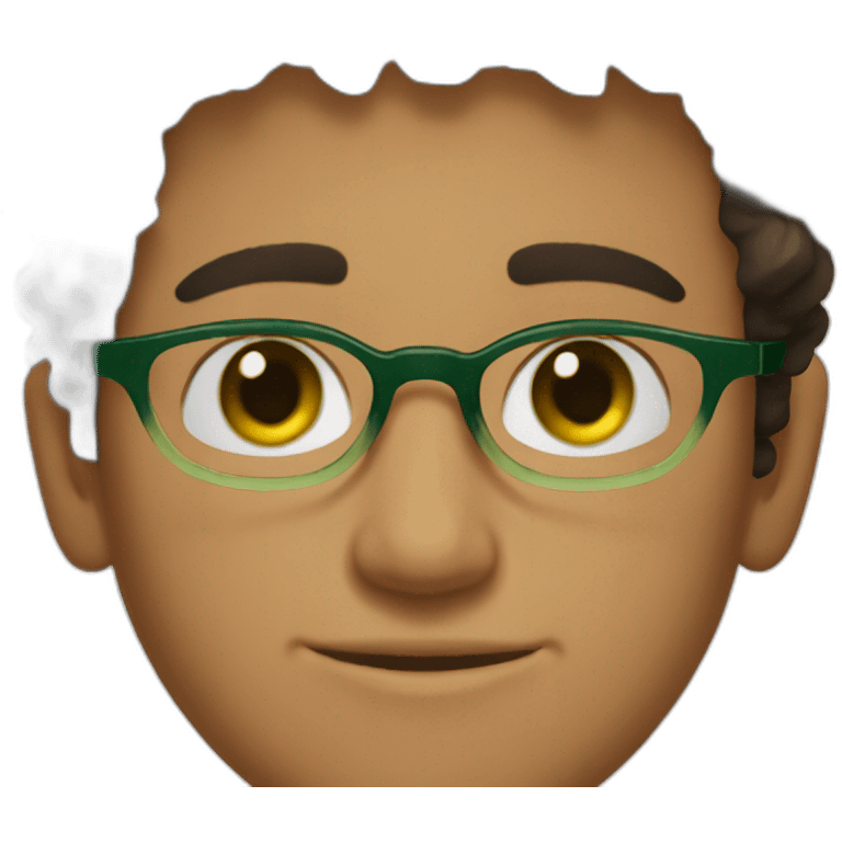 pakistani 19 year old guy with green eyes and curly short dark brown hair and green glasses emoji