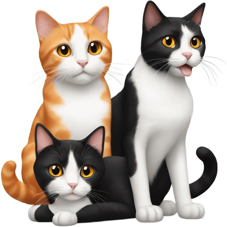 Two black cats and one orange and white cat  emoji