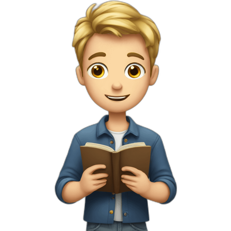 european boy reads a book emoji