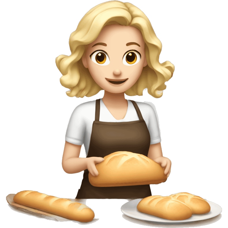 Blonde girl baking bread emoji