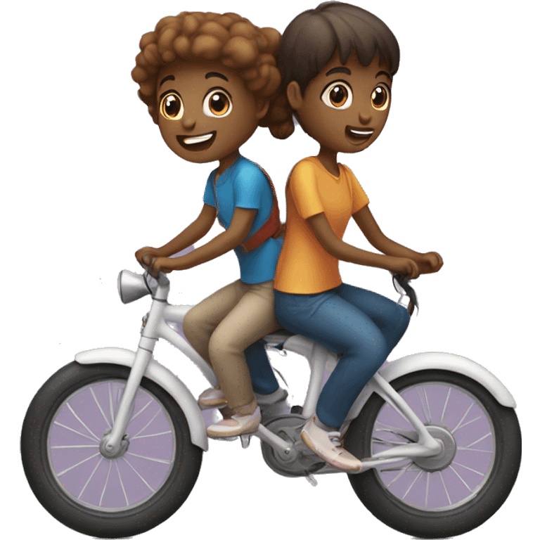 Girl and boy on bike emoji