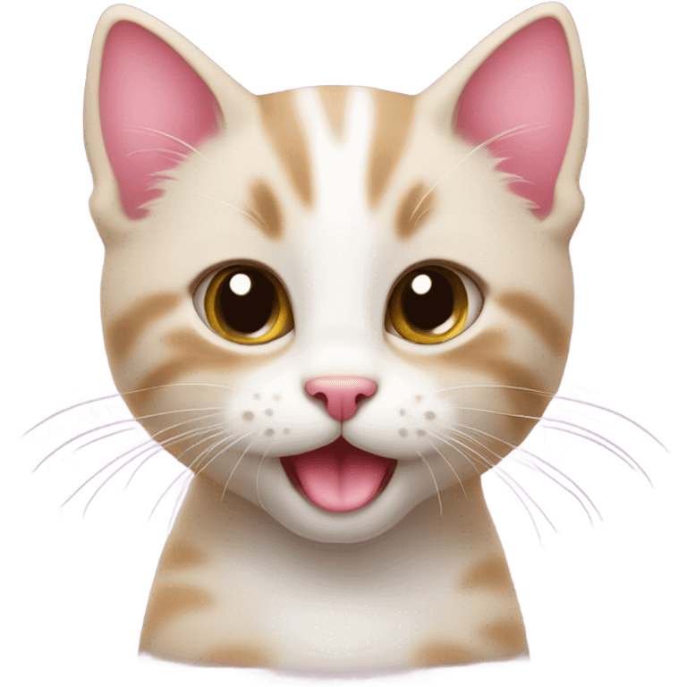 Cute kitten with pink node emoji