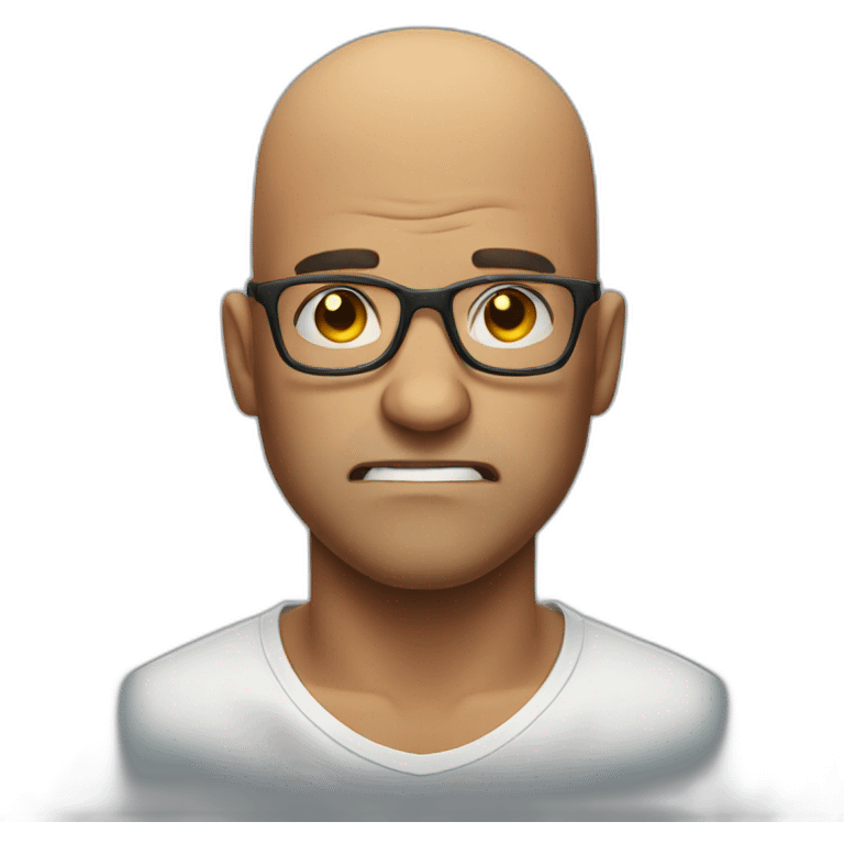 Bald man with glasses angry emoji