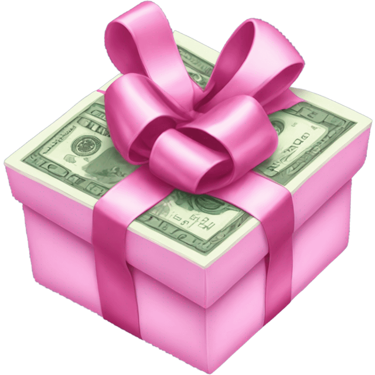 stack of money with shiny pink bow around it emoji