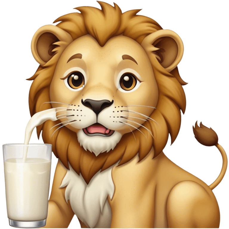 Lion drinking milk emoji