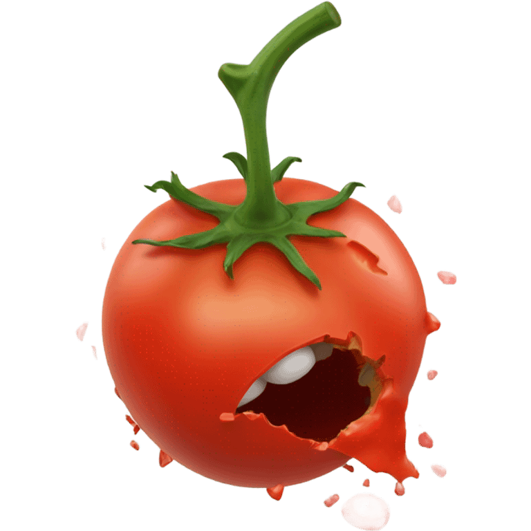  a smashed tomato, as if it had been thrown against a screen. The tomato should appear burst open, with juice splattered around emoji