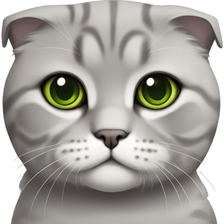 Scottish fold cat in grey with Green eyes sitting emoji